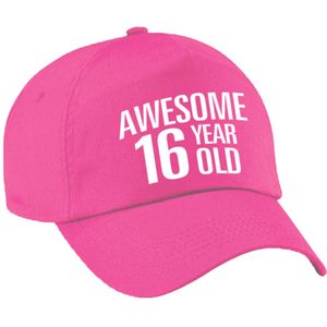 Awesome 16 year old verjaardag pet / cap roze voor dames en heren - baseball cap - verjaardags cadeau - petten / caps