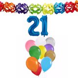 Folat Verjaardag versiering - 21 jaar - slingers/ballonnen