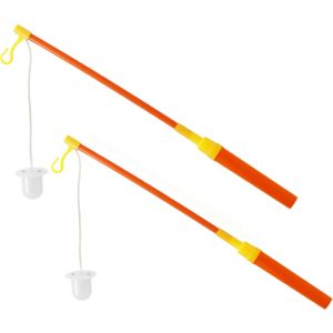 Lampionstokjes - 2x - oranje/geel met lichtje - 39 cm