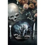 Fiestas Guirca Halloween/horror begrafenis bordjes - 24x - zwart - papier - D23 cm