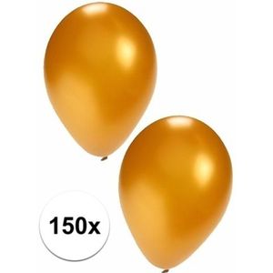 Bellatio Decorations ballonnen - 150 stuks - goud - 27 cm - helium of lucht - verjaardag / versiering