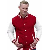 AWDis college jacket voor heren - rood met wit - drukknopen - katoen/polyester - Classic model