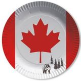 Tafel dekken versiering set vlag Canada thema voor 8x personen - Bekertjes - Bordjes - Servetten