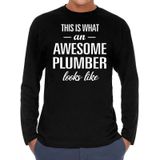 Awesome Plumber - geweldige loodgieter cadeau shirt long sleeve zwart heren - beroepen shirts / verjaardag cadeau