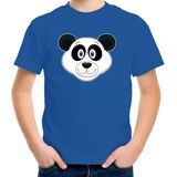 Cartoon panda t-shirt blauw voor jongens en meisjes - Kinderkleding / dieren t-shirts kinderen