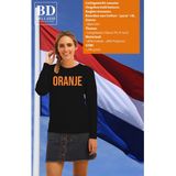 Bellatio Decorations Koningsdag sweater dames - oranje - zwart - glitters - oranje feestkleding