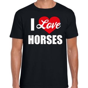I love my horses / Ik hou van mijn paarden t-shirt zwart - heren - Paarden liefhebber cadeau shirt