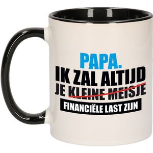 Papa financiele last cadeau beker / mok - zwart met wit - verjaardag / Vaderdag