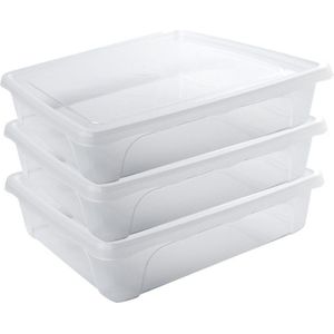 5x Voorraad/vershoudbakjes laag 2 liter transparant plastic/kunststof - 24 x 20 x 6 cm - Vienna - Vershouddoos bakje - Mealprep - Maaltijden bewaren