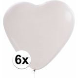 48x stuks Hartjes ballonnen wit van 27 cm - Bruiloft feestartikelen en versieringen