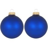 8x Royal velvet blauwe glazen kerstballen mat 7 cm kerstboomversiering - Kerstversiering/kerstdecoratie blauw