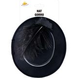 Guirca Carnaval verkleed mini hoedje voor diverse thema's - zwart - veertjes - dames