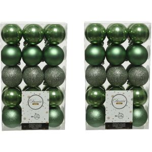 60x stuks plastic kerstballen salie groen (sage) 6 cm - Onbreekbare kunststof kerstballen