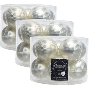 30x stuks kerstballen wit ijslak van glas 6 cm - mat/glans - Kerstboomversiering