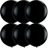 6x stuks qualatex mega ballon 90 cm diameter zwart - Feestartikelen en versieringen