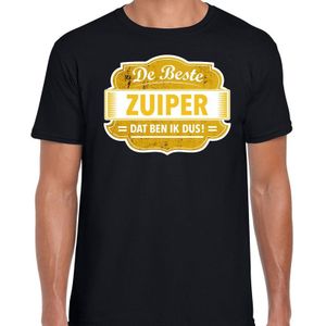 Cadeau t-shirt voor de beste zuiper voor heren - zwart met geel - zuipers - kado shirt / kleding - vaderdag / collega