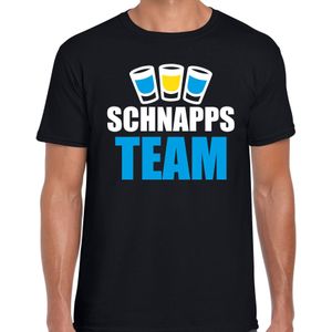 Apres ski t-shirt Schnapps team zwart  heren - Wintersport shirt - Foute apres ski outfit/ kleding/ verkleedkleding