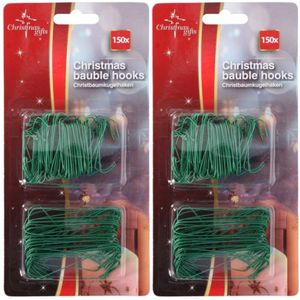 450x Groene kerstbalhaakjes/kerstboomhaakjes 6,3 cm - Kerstballen ophangen haakjes/kersthaakjes
