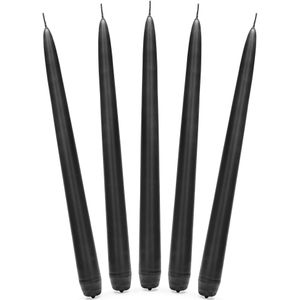 10x stuks Dinerkaarsen zwart 24 cm - 5 Branduren - Kandelaar kaarsen