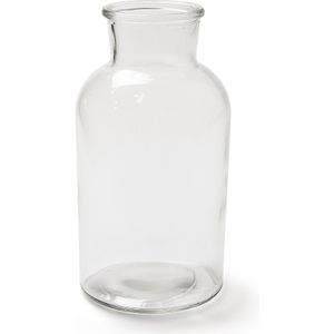 Transparante melkbus vaas/vazen van glas 10 x 20 cm - Woonaccessoires/woondecoraties - Glazen bloemenvaas - Boeketvaas - Melkbusvaas/melkbusvazen