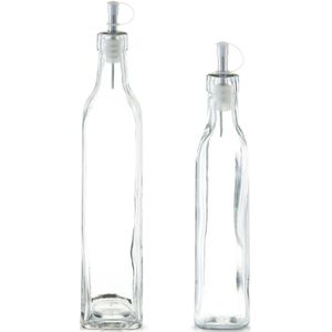 2x Glazen azijn/olie flessen met schenktuit 270 ml en 500 ml - Zeller - Keuken/kookbenodigdheden - Tafel dekken - Azijnflessen - Olieflessen - Doseerflessen van glas