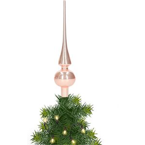 Glazen kerstboom piek/topper zacht roze glans 26 cm - Pieken/kerstpieken