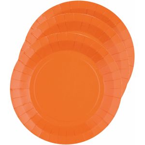Santex feest bordjes rond - oranje - 20x stuks - karton - 22 cm