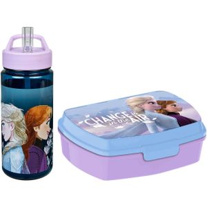 Disney Frozen lunchbox set voor kinderen - 2-delig - lila/blauw - kunststof