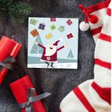 Duni kerst thema servetten - 60x st - 33 x 33 cm - lichtblauw met kerstman