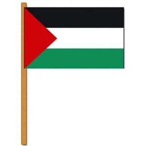 Set van 4x stuks luxe zwaaivlag/handvlag Palestina thema 30 x 45 cm - Landen thema versiering artikelen