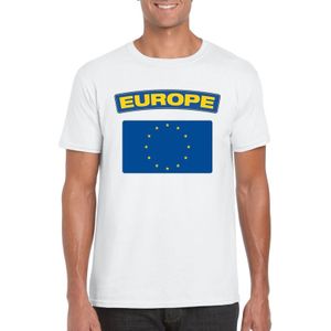 Europa t-shirt met Europese vlag wit heren