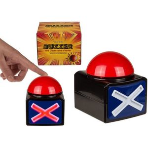 Buzzer drukknop met rood kruis - licht en geluid - 11 cm