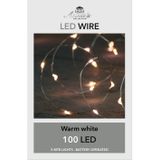 Draadverlichting lichtsnoer met 100 lampjes warm wit op batterij 500 cm - Lichtdraden/lichtsnoeren - kerstverlichting
