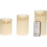Set van 3 ivoor creme LED stompkaarsen met afstandsbediening - Woondecoratie - LED kaarsen - Elektrische kaarsen