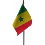 4x stuks Senegal tafelvlaggetjes 10 x 15 cm met standaard - Landen supporters feestartikelen