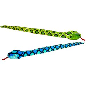 Keel Toys Slangen - 2 stuks - pluche - blauw-groen - knuffel dier - 100 cm