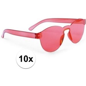 10x Rode verkleed zonnebril voor volwassenen - Feest/party bril rood