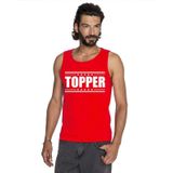 Rood Topper mouwloos shirt/ tanktop in rood met witte letters heren - Toppers dresscode kleding
