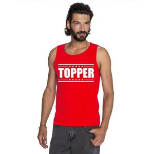 Toppers in concert Rood Topper mouwloos shirt/ tanktop in rood met witte letters heren - Toppers dresscode kleding