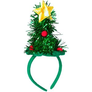Kerst diadeem/haarband - kerstboom met piek - groen