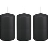 5x Zwarte cilinderkaars/stompkaars 6 x 12 cm 40 branduren - Geurloze kaarsen - Woondecoraties