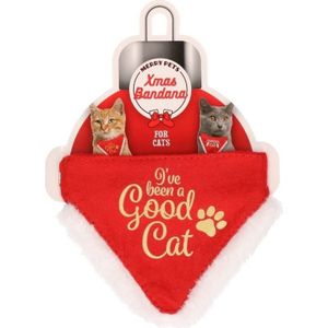 Katten/poezen halsband bandana I have been a good cat - Kerst accessoires voor huisdieren - Kerst sjaaltje voor de kat