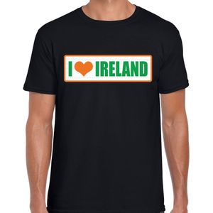 I love Ireland / Ierland landen t-shirt met bordje in de kleuren van de Ierse vlag - zwart - heren -  Ierland landen shirt / kleding - EK / WK / Olympische spelen outfit