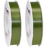 3x XL Hobby/decoratie legergroene kunststof sierlinten 2,5 cm/25 mm x 91 meter- Luxe kwaliteit - Cadeaulint kunststof lint/ribbon