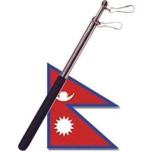 Landen vlag Nepal - 90 x 150 cm - met compacte draagbare telescoop vlaggenstok - zwaaivlaggen
