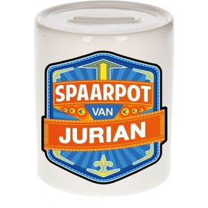 Kinder spaarpot voor Jurian - keramiek - naam spaarpotten