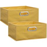 Set van 4x stuks opbergmand/kastmand 14 liter geel linnen 31 x 31 x 15 cm - Opbergboxen - Vakkenkast manden