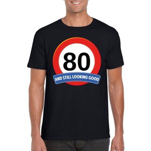 80 jaar and still looking good t-shirt zwart - heren - verjaardag shirts