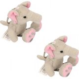6x stuks olifanten knuffels sleutelhangers 10 cm - Dieren artikelen - Speelgoed