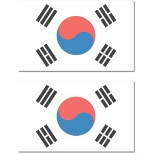 2x stuks vlaggen Zuid Korea 90 x 150 cm feestartikelen - Zuid Korea landen thema supporter/fan decoratie artikelen